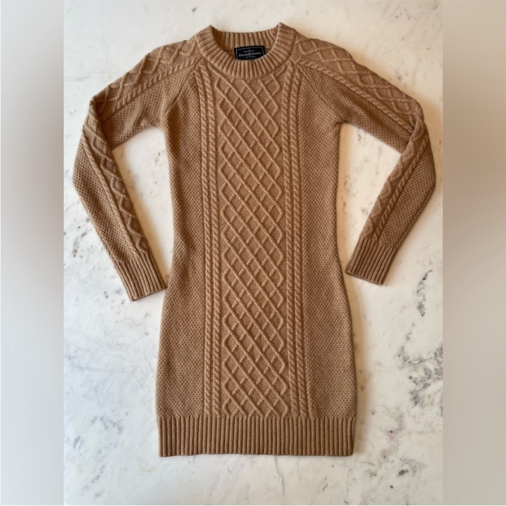 Kiel James Patrick Harvest Knit Sweater Dress in Tan, US Women's XS.